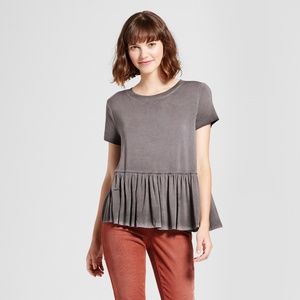 Mossimo Supply Co. Slouchy Peplum Gray Tee Shirt